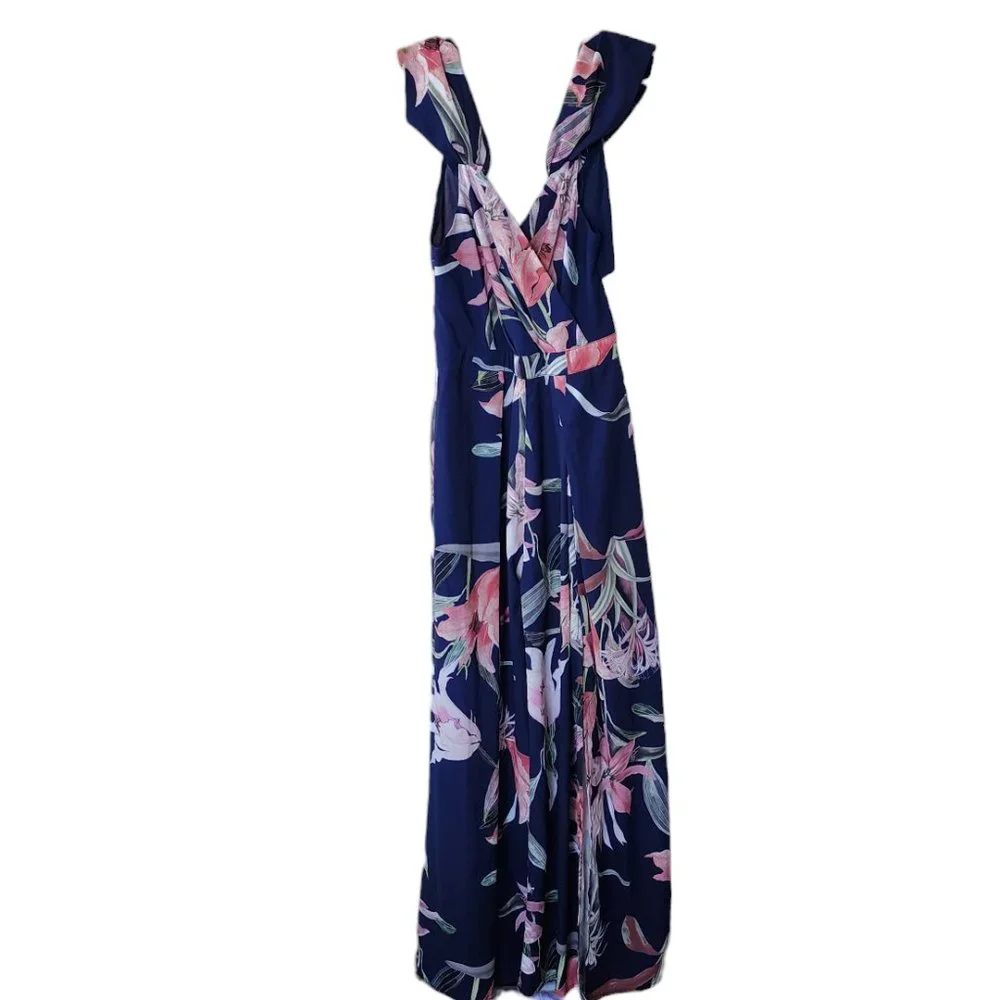 LORRAINE jumpsuit flared legs w long split (palazzo pants) size 8 - Picture 2 of 16